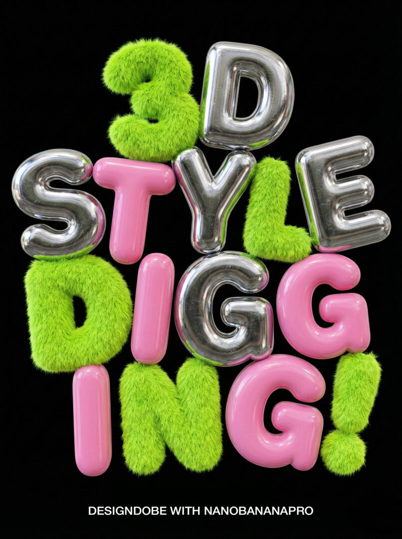 3D render style Cute typo